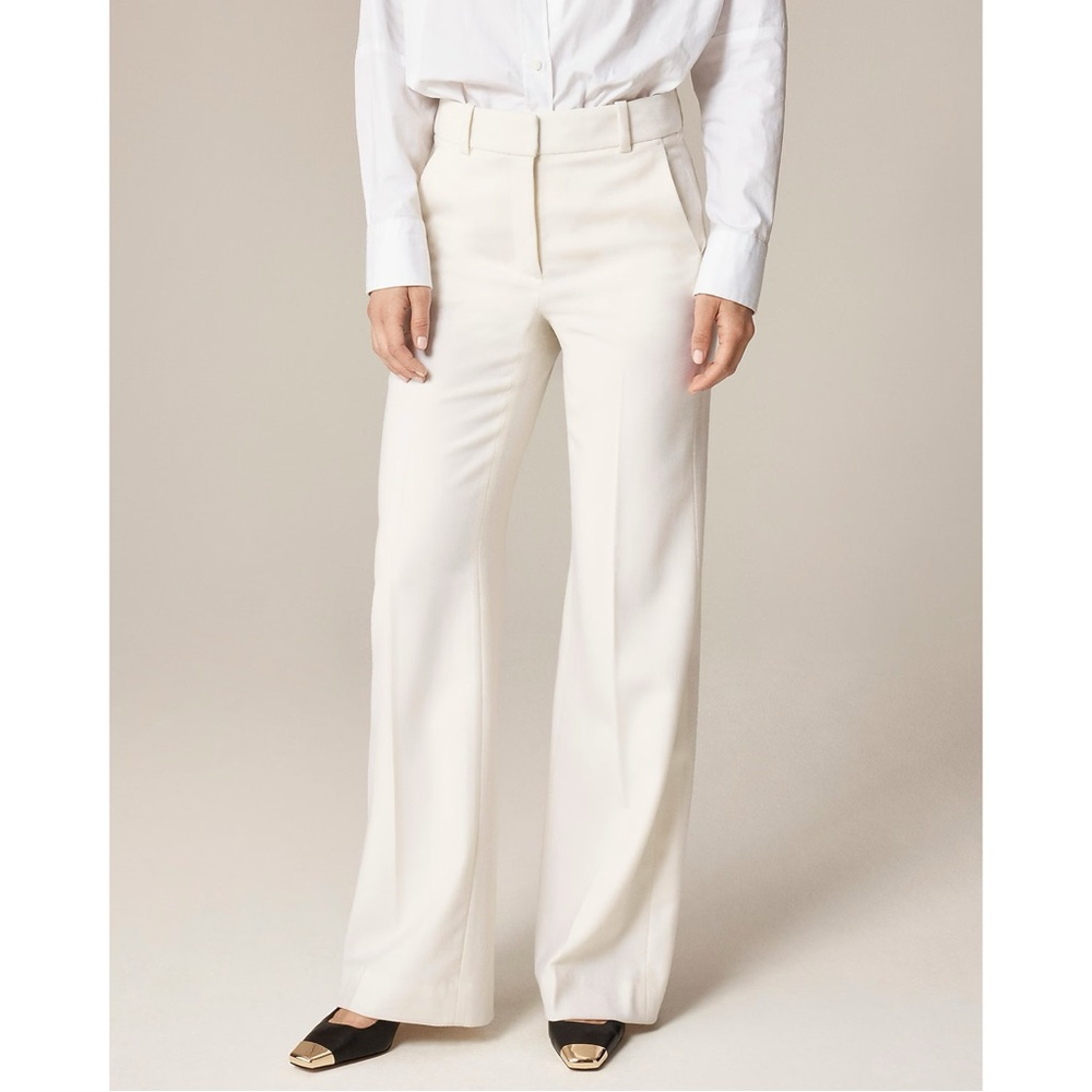 NWT J. Crew Petite Carolina Pant Wool-blend Flannel Ivory